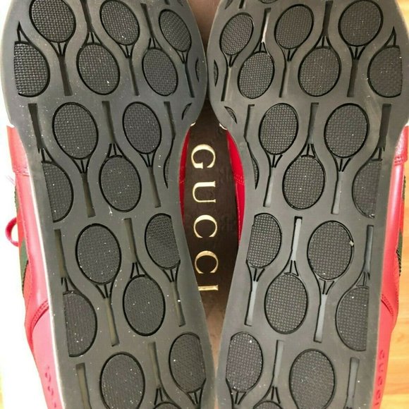 Gucci 83 Red Lace Up Leather Sneakers 8.5G Worn 1X PRICE DROP! - Picture 6 of 10